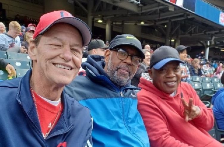 James Johnson and friends at baseball game